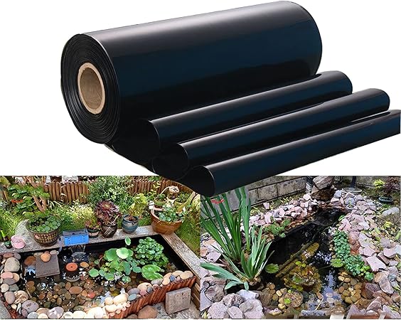 Image Pond Liner Thickness 0.8mm Pond Underlay Fish Pond Bed Liners Black Impermeable Film Garden Pool Membrane Pond Skins for Small Ponds Fish Ponds Streams Fountains Water Garden Koi Ponds (6×8m)