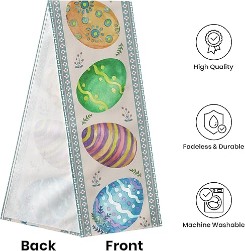 Miniatura 10 de Camino de mesa de conejo de Pascua feliz de 72 pulgadas de largo casa de campo vacaciones primavera verano huevos coloridos decoración de mesa de