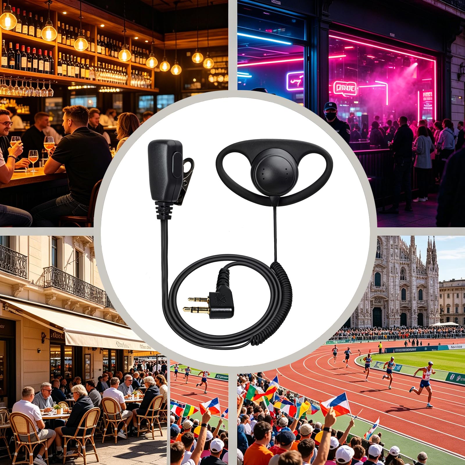 HYS Auriculares en Forma de D con micrófono PTT Compatible con Baofeng UV-5R UV-82 BF-888S Kenwood Quansheng UV-K5 K6 Wouxun Walkie Talkie (10)