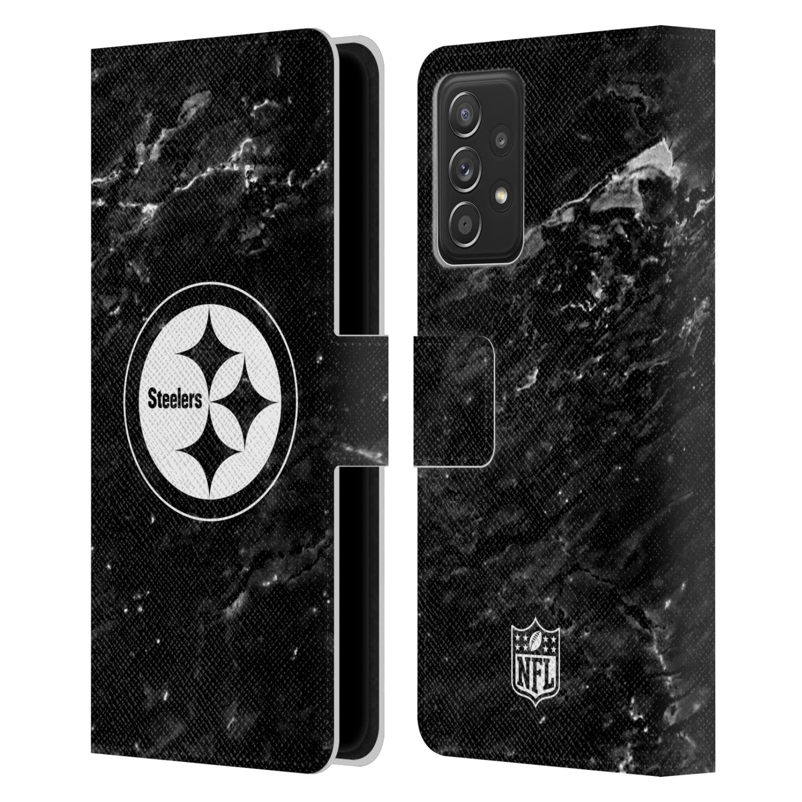 Carcasa de cuero Pittsburgh Steelers para Galaxy A52 con diseño de mármol de Head Case Designs 7