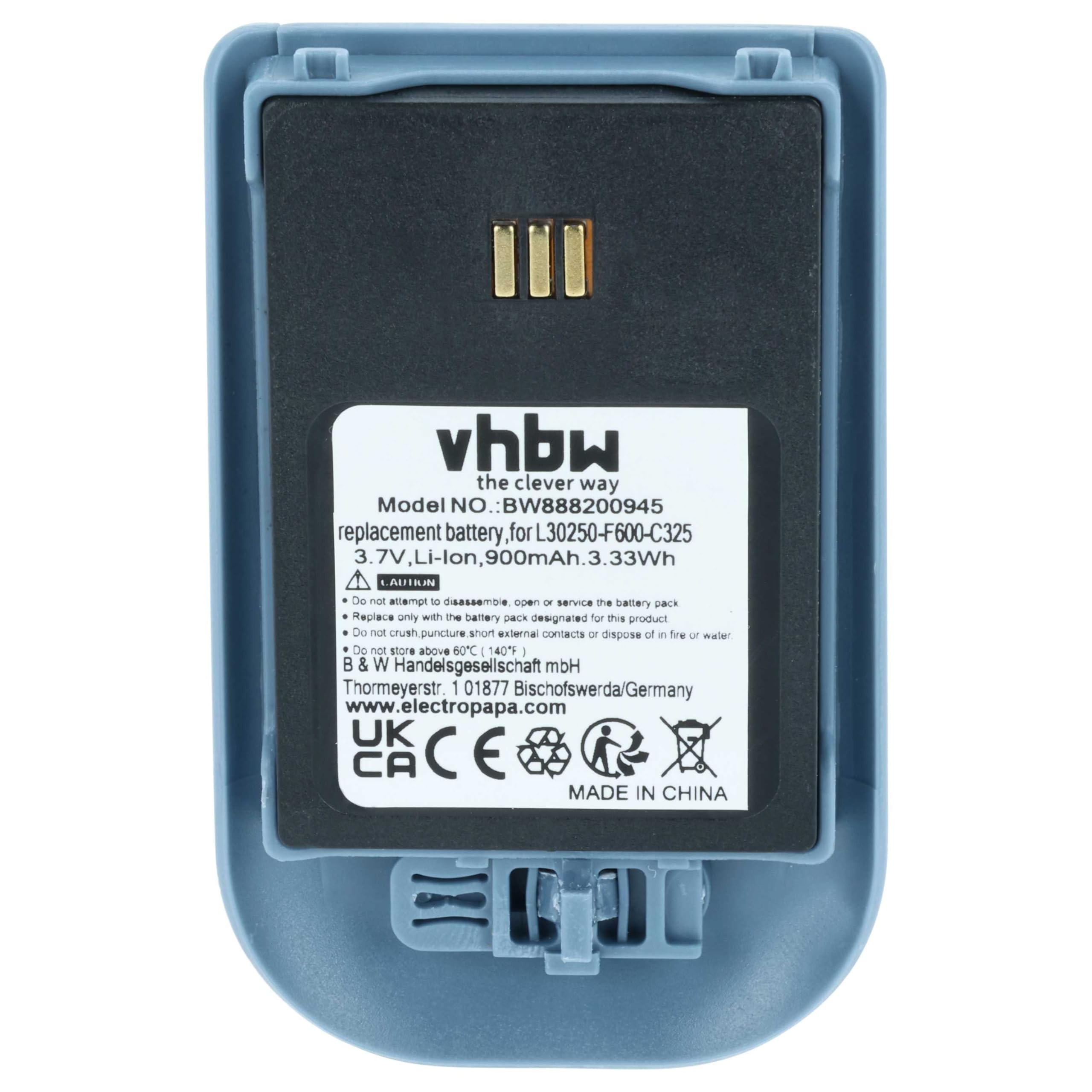 vhbw 5x batteria compatibile con Ascom 9D62, D62 DECT, i62, DH4-ACAB telefono fisso cordless (900mAh, 3,7V, Li-Ion) blu/grigio