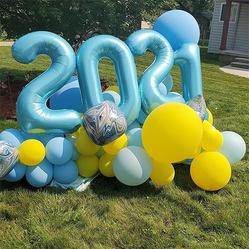 Miniatura 7 de Globos de 40 pulgadas, globo azul claro número 4, helio autoinflable de aluminio azul bebé para niños de 40 a 15 años, decoraciones de fiesta de