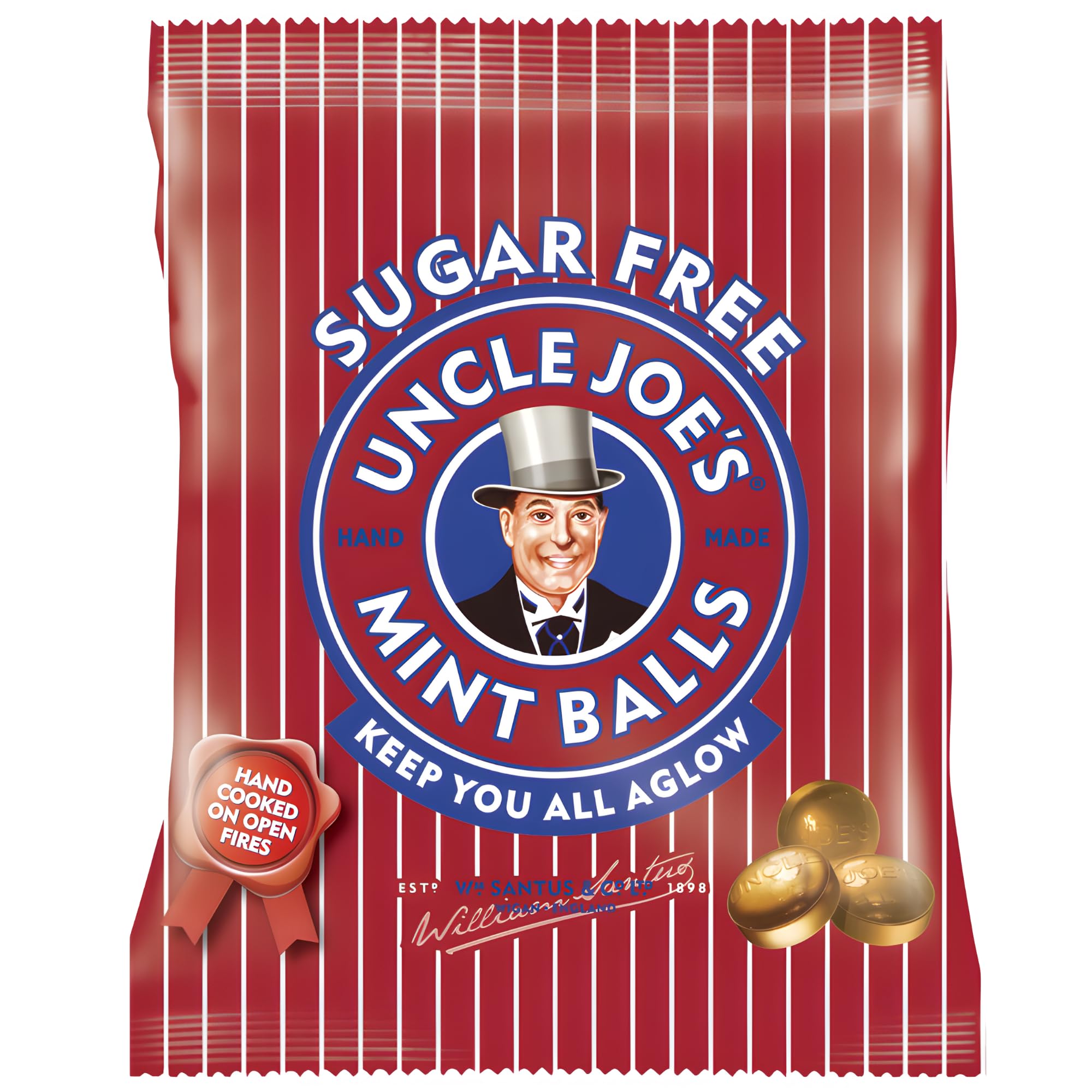 Uncle Joe's | Sugar Free Mint Balls | 60g Bag | Vegan | Free From Artificial Colours | Guilt-Free Treat