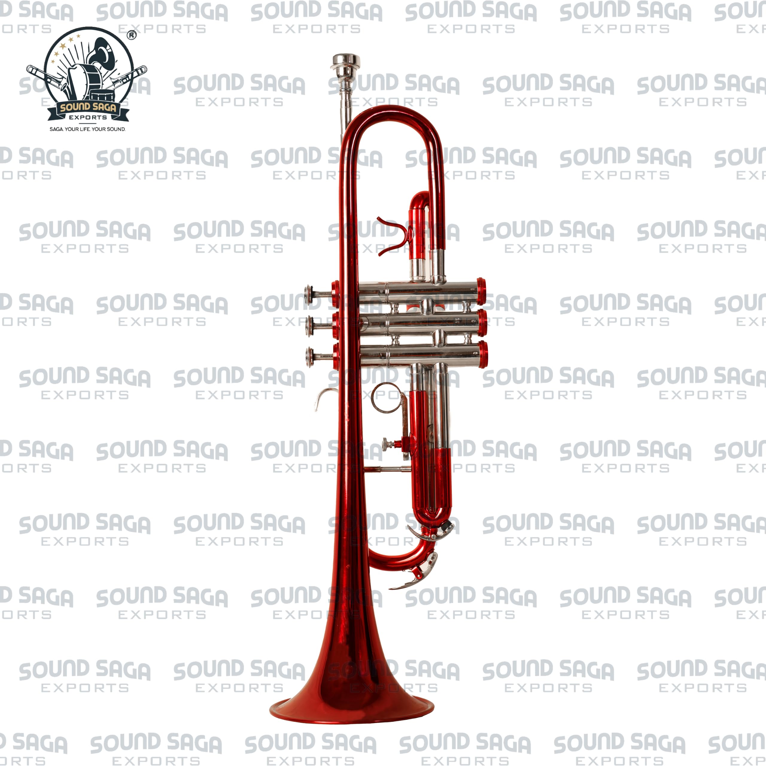 Tromba in Sib, strumento a fiato in ottone, valvole lisce, per principianti, studenti e intermedi con bocchino e custodia rigida (argento rosso)