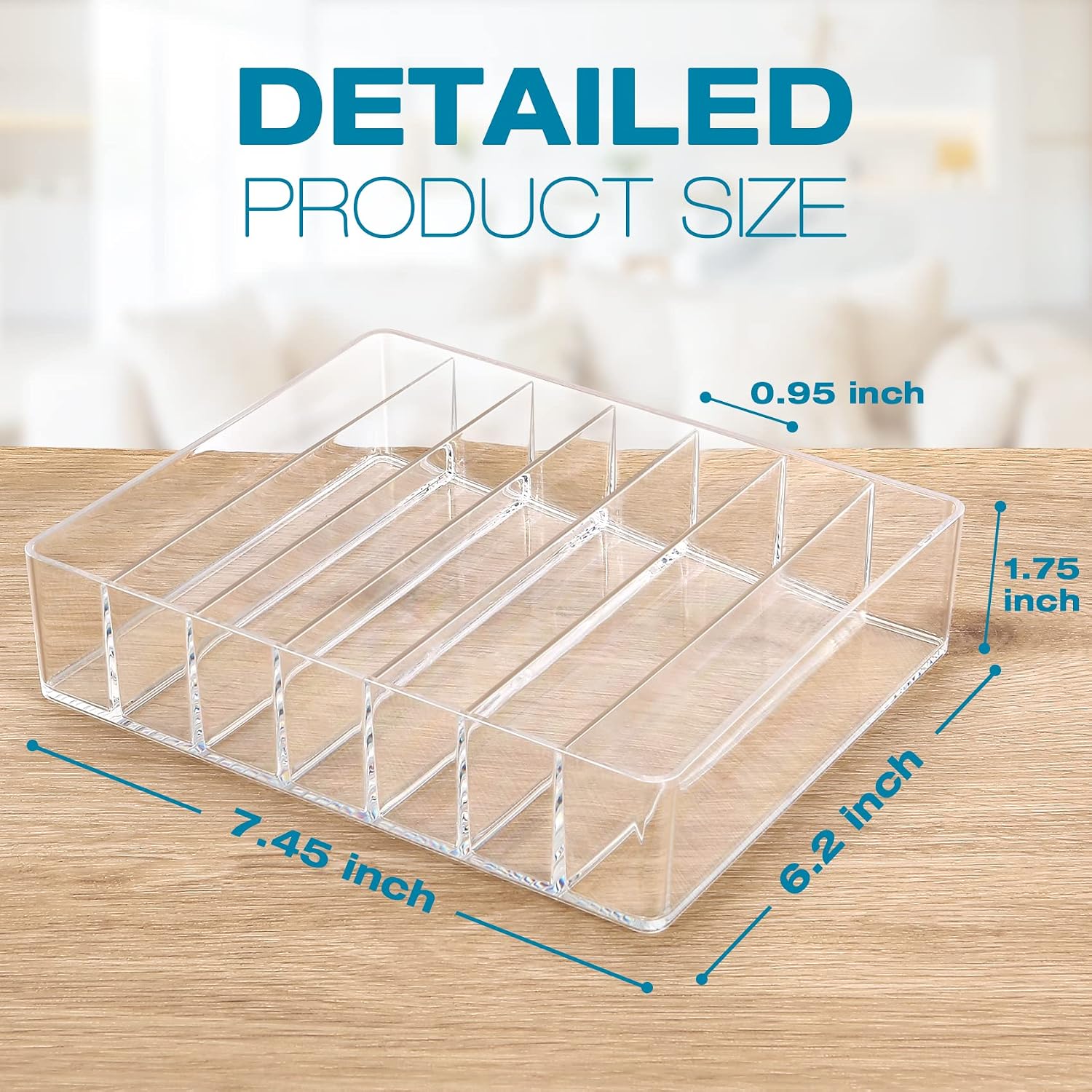 Makeup Organizer for Vanity, Make Up Organizers and Storage for Vanity, 7 Sections Divided Makeup Organizer for Vanity, Clear Plastic Cosmetics organizer for Drawer and Bathroom