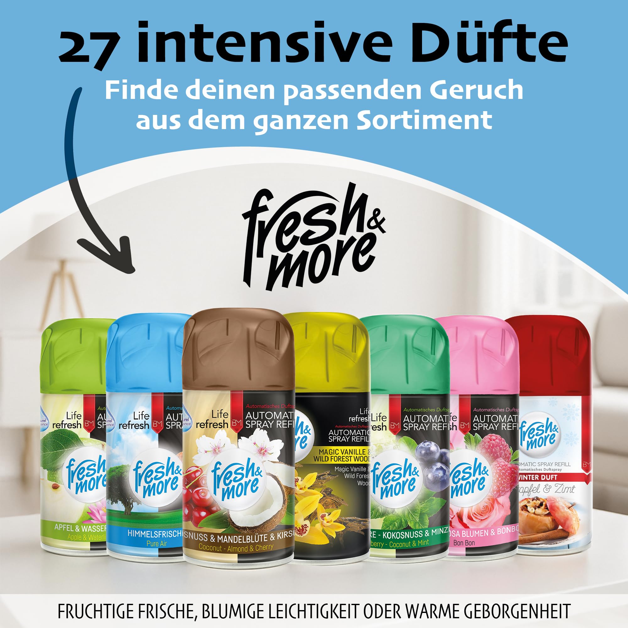 Fresh & More Lufterfrischer Nachfüller Duft-Mix 250ml (30er Pack) | Raumduft-Spray-Nachfüller, kompatibel mit Freshmatic Max, Zufallsmix aus 26 Duftsorten