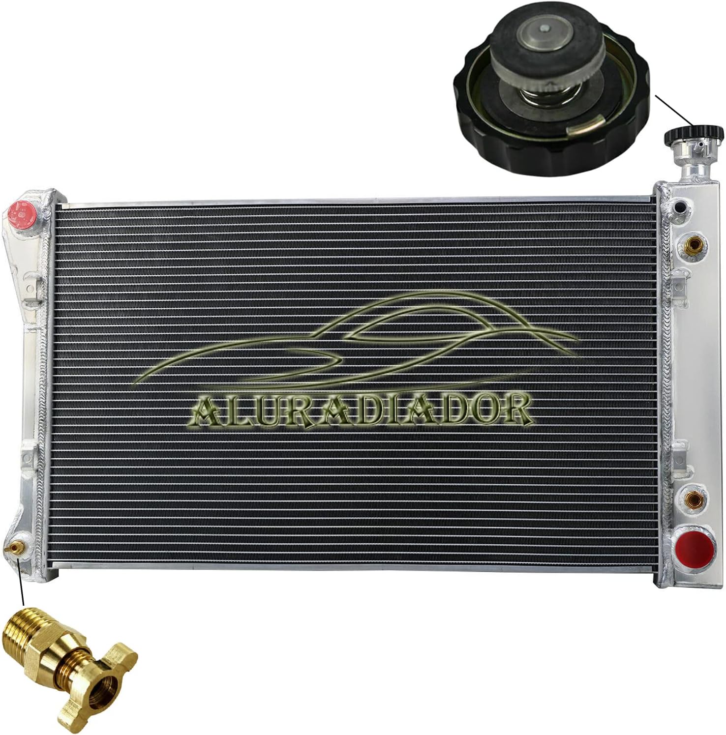 Aluminum Radiator for 1988-1997 Chevy/GMC C1500 C2500 C3500 K1500 K2500 K3500 P30 P3500 5.0L 5.7L V8 4.3L V6 Gas Cheyenne Silverado Sierra Scottsdale Base WT 3 Row Core Crossflow Radiators
