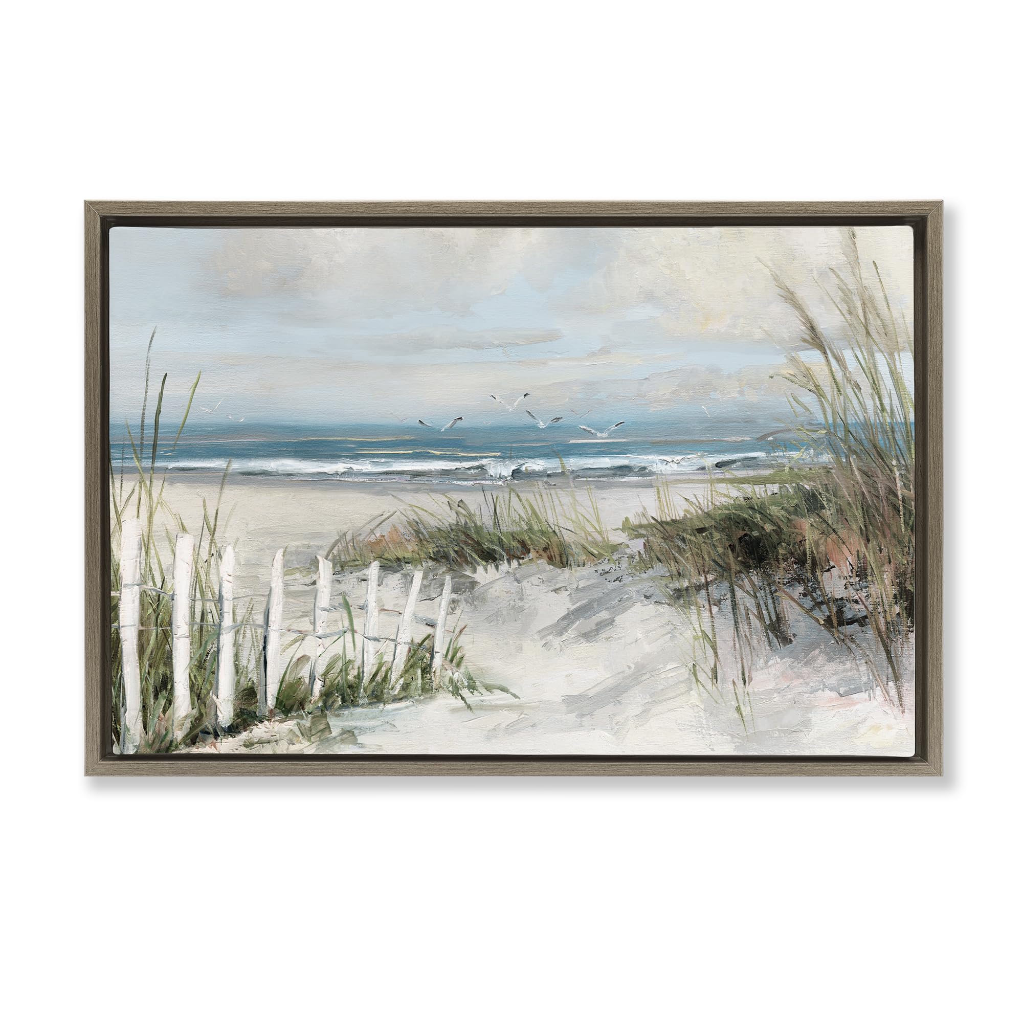 Stupell Industries Montalcino Elm (Textured) Coastal Dunes Weathered Fence, 16 X 24 Inch Canvas In Floater Frame