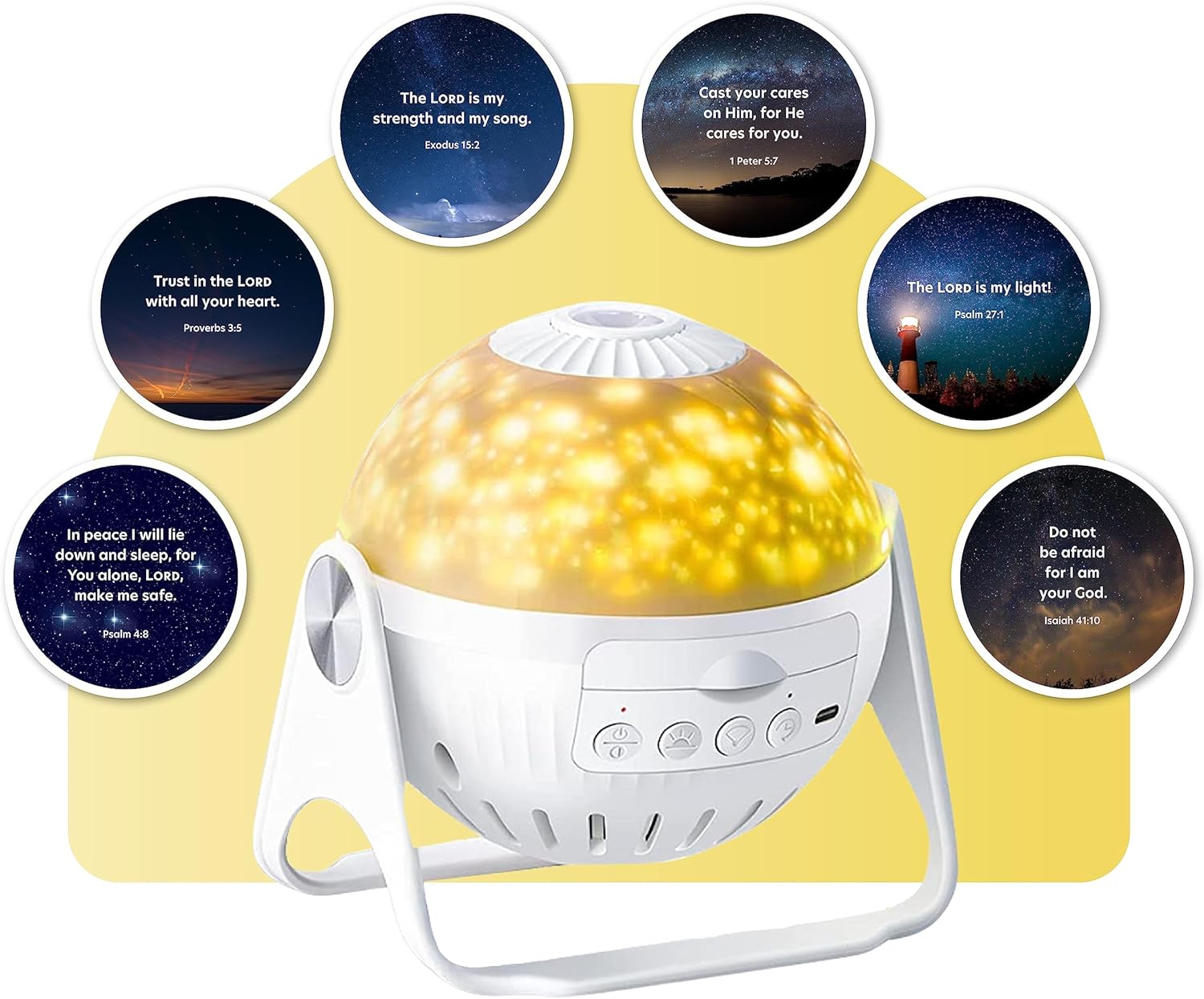 HD Projector Night-Light Starter Set, Project Bible Verses on Walls or Ceilings, Includes 6 Interchangeable Discs, Help Children Live by The Truth of God’s Word, Bible Education for Kids