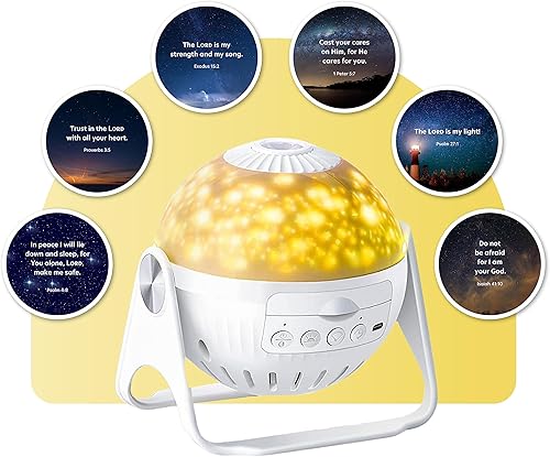 Miniatura 7 de GLORILIGHT Juego de iniciación de luz nocturna con proyector HD, versículos bíblicos del proyecto en paredes o techos, incluye 6 discos