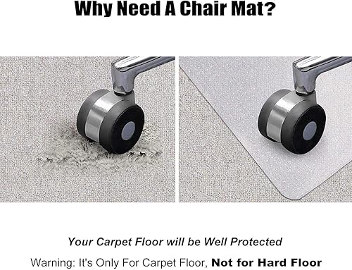 Miniatura 5 de Kuyal Tapete para silla, 48 x 36 pulgadas, PVC, para oficina en casa, para protección del suelo, transparente, tachonado, sin BPA, mate,