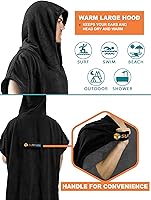 Vista 4 de SUN CUBE Poncho de surf cambiador con capucha Toalla de microfibra absorbente de secado rápido con bolsillo para surfear, hombres y mujeres