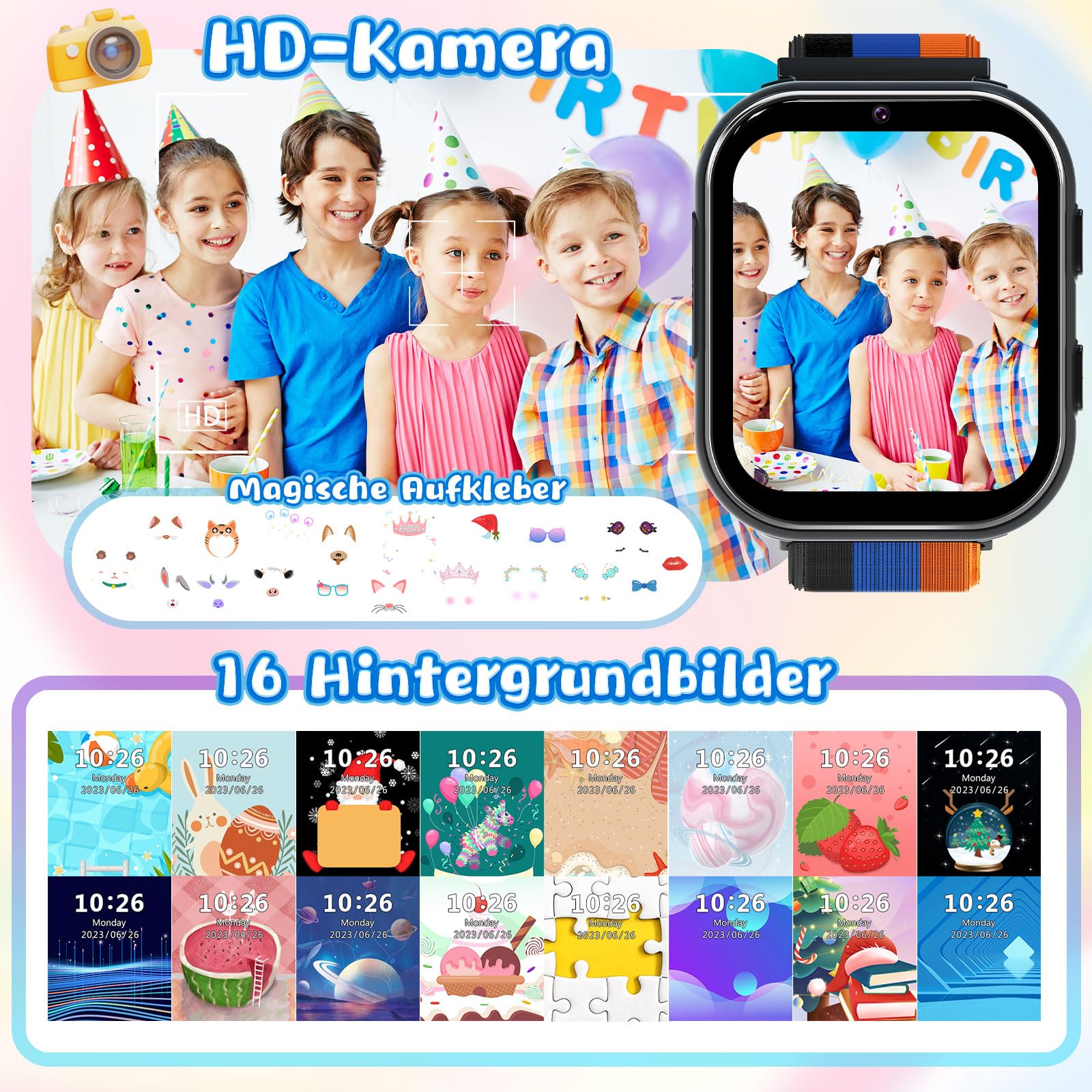 PTHTECHUS Smartwatch bambini 4G, orologio telefonico per bambini con funzione di chiamata, chiamate bidirezionali, fotocamera, MP3, SOS, scheda di apprendimento, regalo per ragazzi e ragazze (blu)
