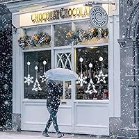 Vista 6 de Paquete de 3 luces de Navidad para ventana con temporizador, funciona con pilas, árbol de copo de nieve iluminado blanco con forma de estrella LED