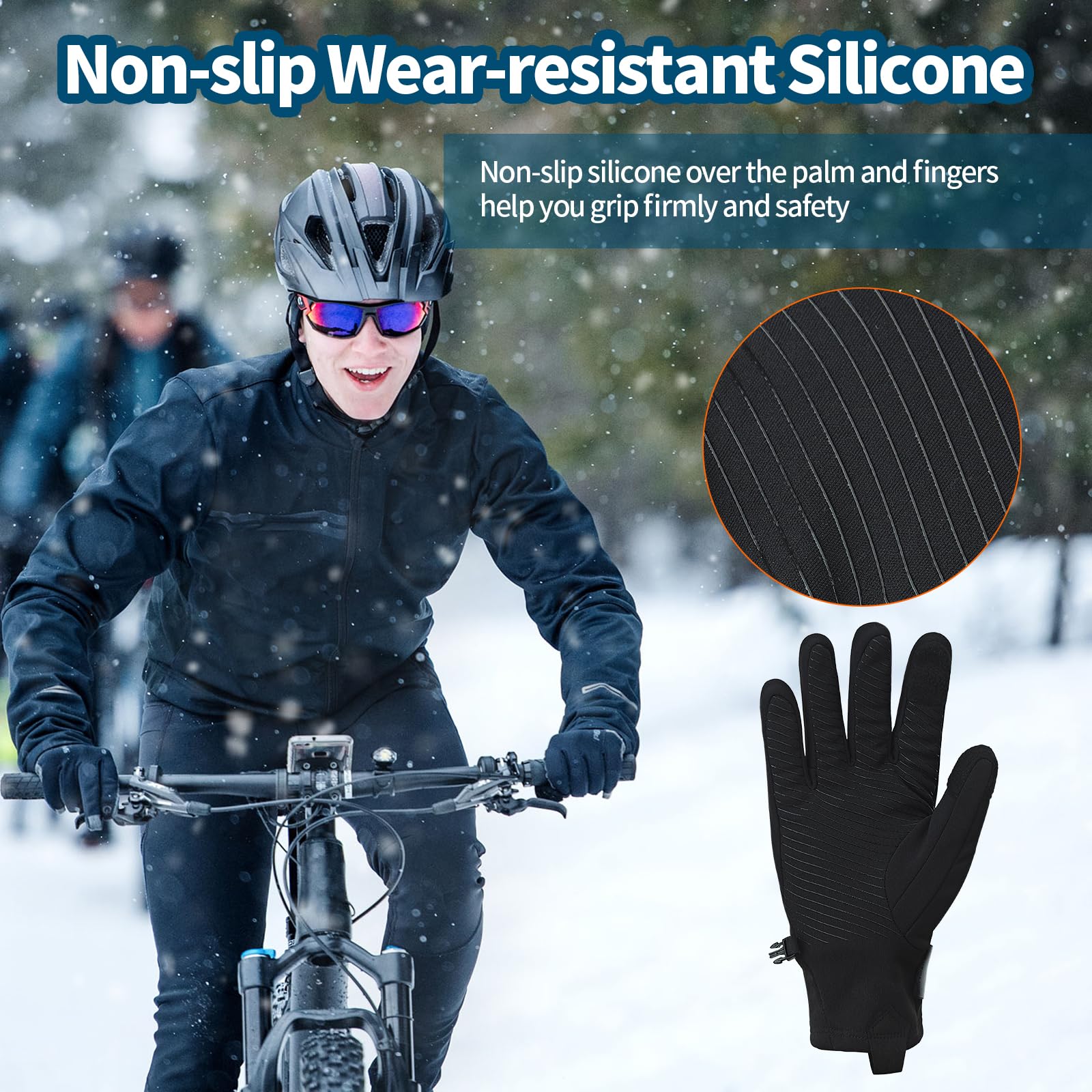 Guantes de ciclismo de invierno para hombres y mujeres, resistentes al agua, térmicos, 3M, Thinsulate, antideslizantes, pantalla táctil, para ciclismo, esquí, correr, deportes al aire libre