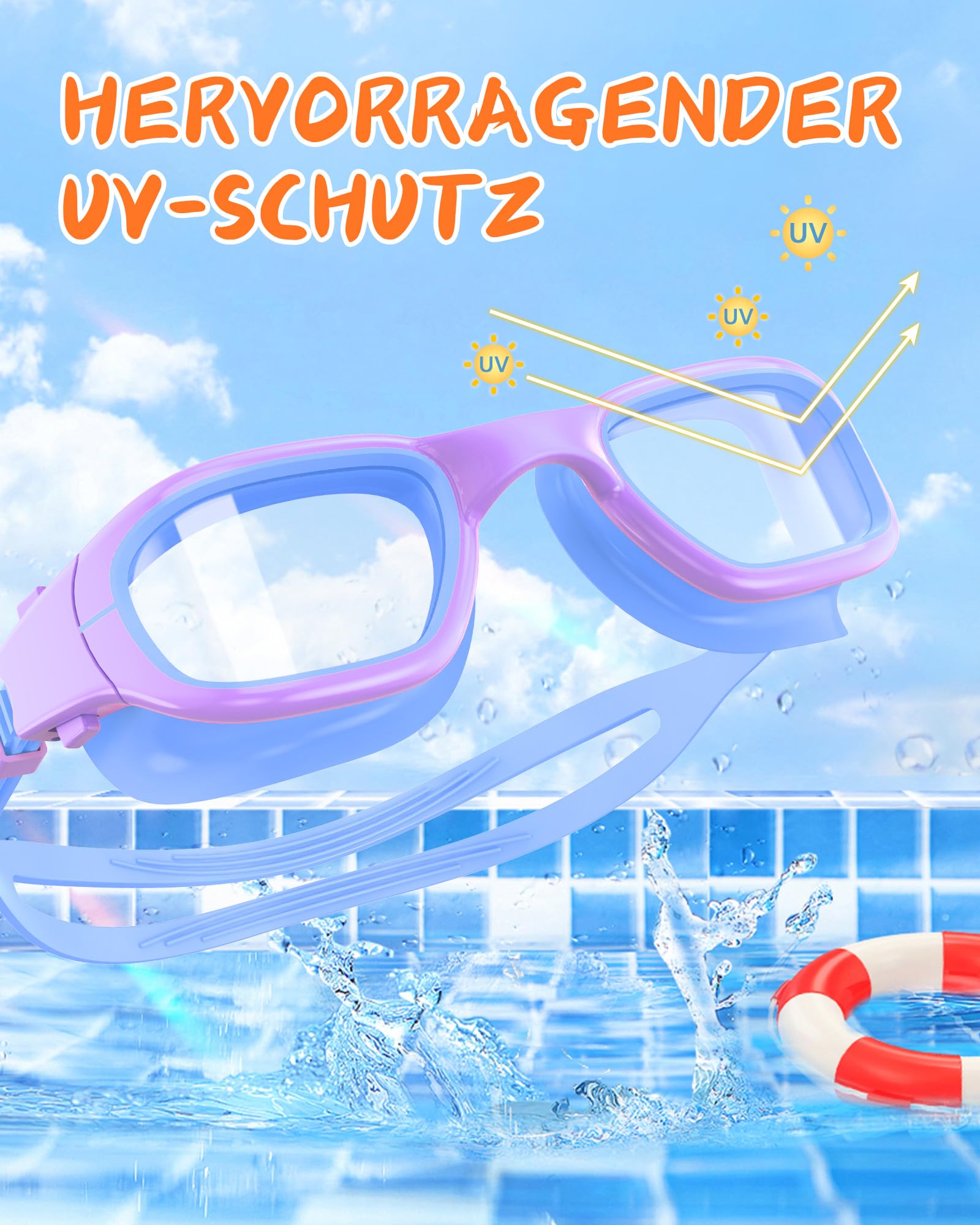 Schwimmbrille Kinder, Taucherbrille Kinder 6-14 Jahre, Anti-Beschlag UV-Schutz, Kein Auslaufen, Breite Sicht, Schwimmbrillen für Jungen, Mädchen