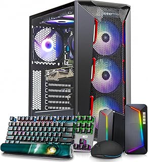 Snake Gaming PC Desktop Computer - NVIDIA GTX 1660 Super 6GB, Intel Core i3-12100F (Beat i7-8700), 16GB DDR4 3200, 500GB SSD, VR Ready, WiFi 6E, RGB Keyboard & Mouse & Speakers, Win 11 Pro