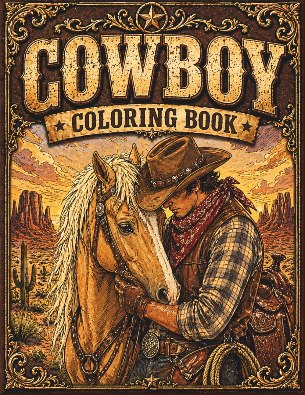 Cowboy Coloring Book For Adults: Wild West Horses, Western Landscapes, and Country Adventure Scenes (Western Coloring Books)