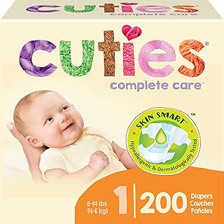 Cuties | Skin Smart, Absorbent & Hypoallergenic Diapers with Flexible & Secure Tabs | Bulk Case | Size 1 | 200 Count