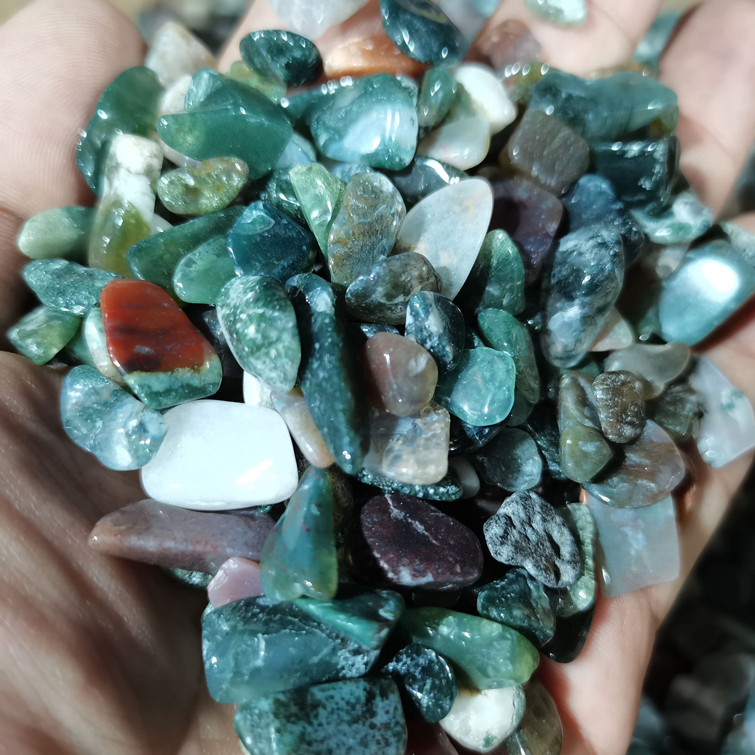 Espécimen curado 500g Ágata acuática Natural Original Piedra Verde Cristal Grava Decoración for el hogar Jardín Maceta Espécimen Budismo como Regalo decoración hogareña (Size : 50g)