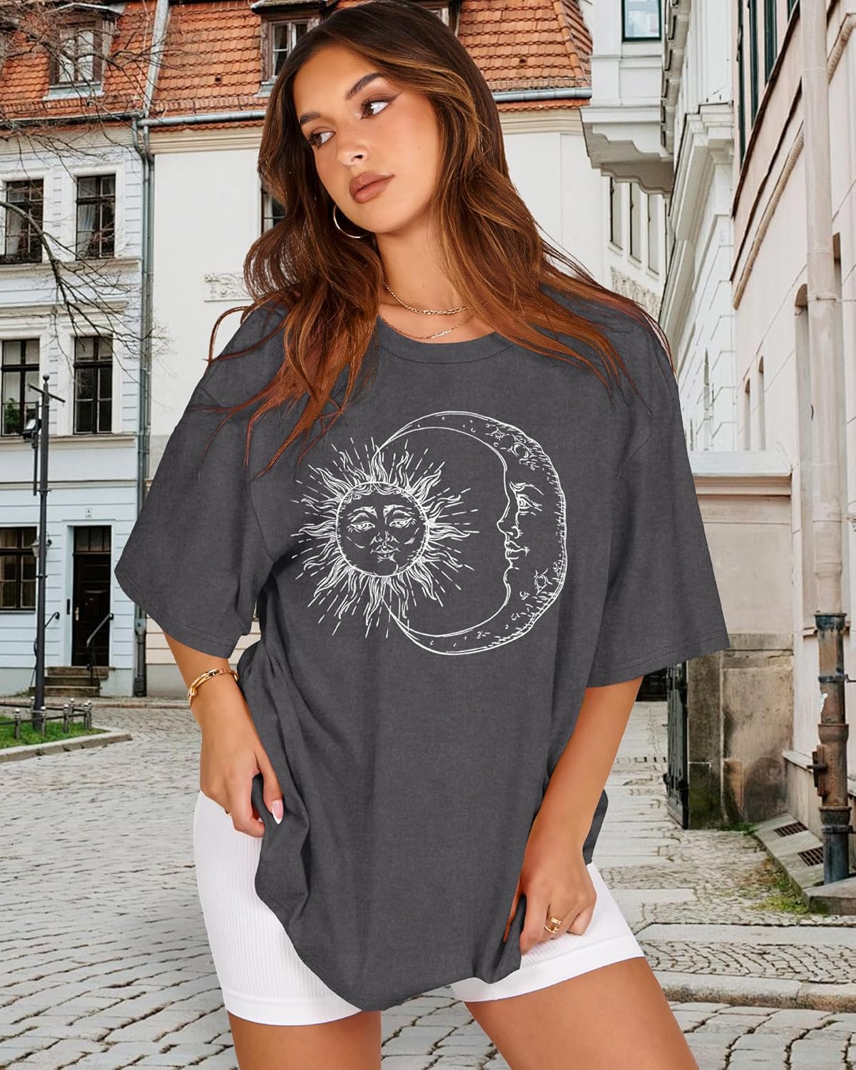 Womens Oversized Tshirt Graphic Tees Crew Neck Summer Short Sleeve Loose Fit Tops - Image 6