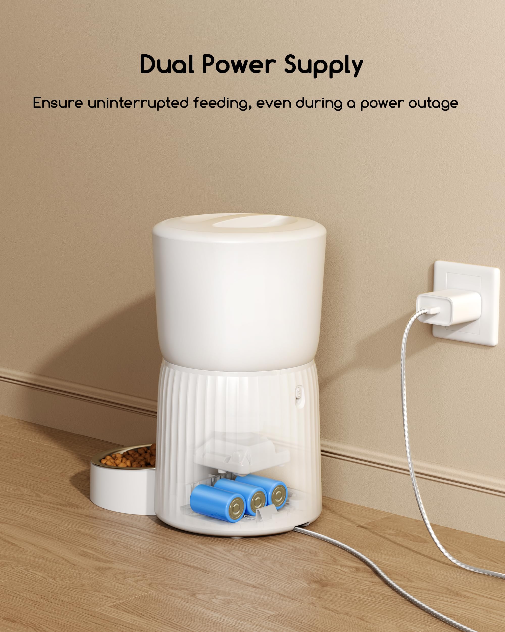 Faroro 4L Distributore Automatico Cibo Gatti, Dispenser Cibo Gatti e Cani con Ciotola in Acciaio Inox, Funzione Timer, Da 1 a 6 Pasti al Giorno