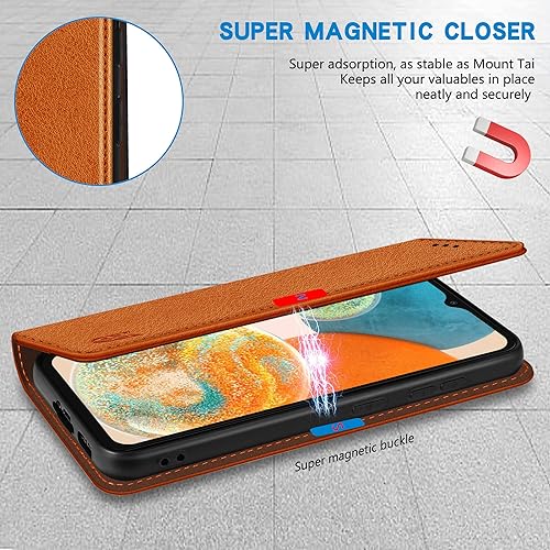 Miniatura 3 de ZZXX Funda tipo cartera para Samsung Galaxy A23 5G4G con bloqueo RFID, soporte de ranura para tarjetas, funda protectora de cuero magnético fuerte