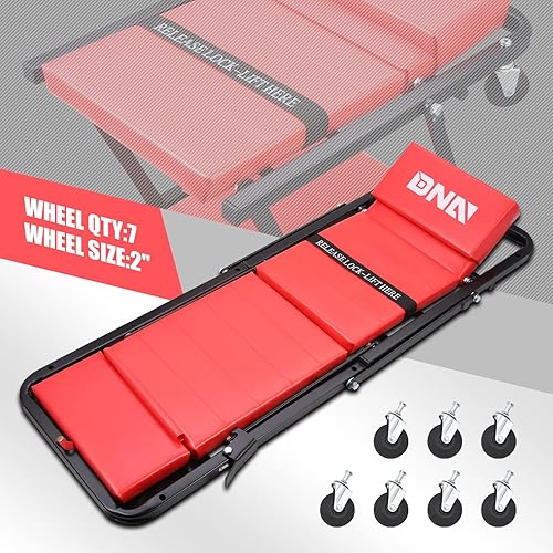 Miniatura 133 de DNA MOTORING TOOLS-00186 - Asiento plegable 2 en 1 de 40 pulgadas, 6 ruedas de 2 pulgadas, capacidad de peso de 330.7 lbs, color rojo