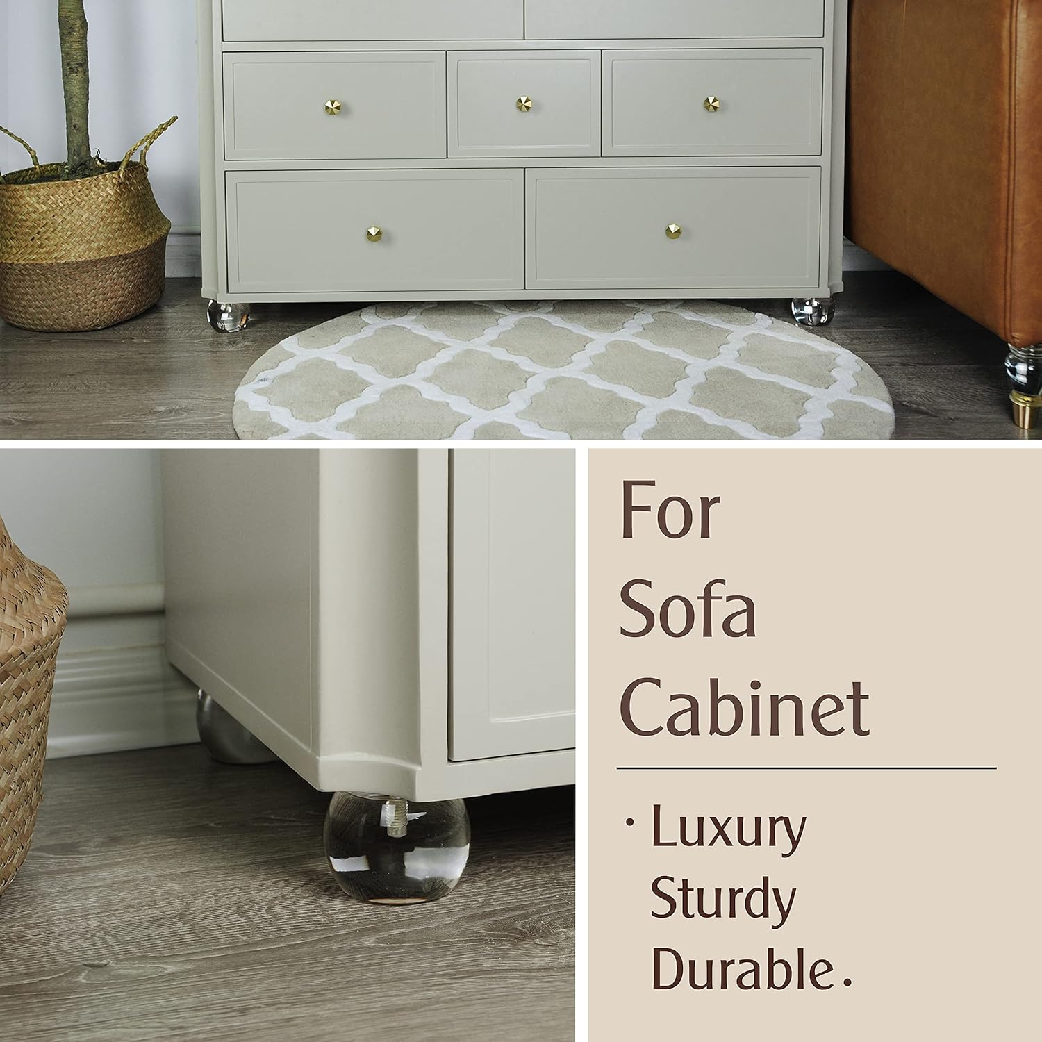 JEREVER Acrylic Furniture Legs,Sofa Feet,Clear Furniture Risers for Couch Cabinet Home Decor DIY Legs Pack of 4 (3.1''D x 2.4''H, Clear)