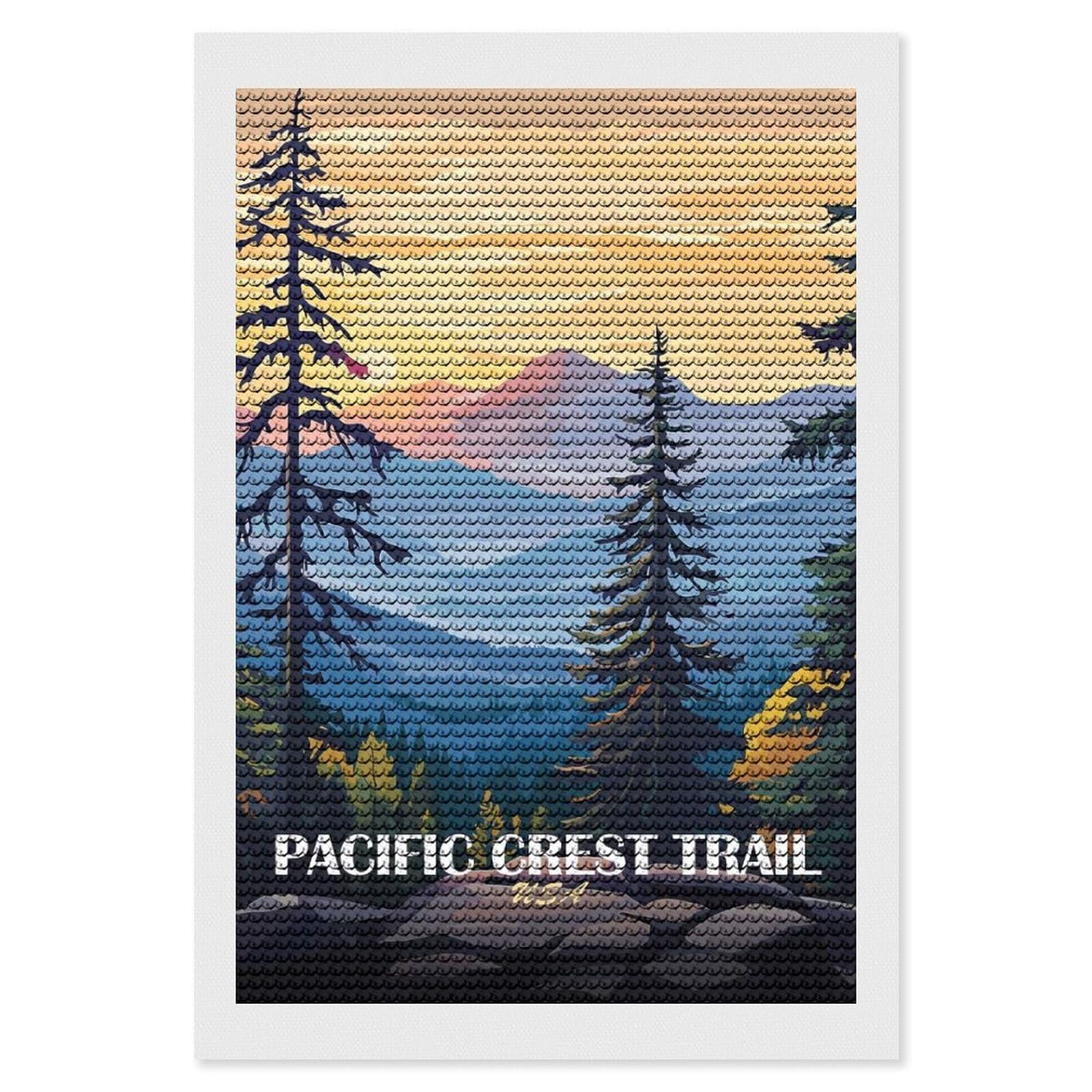 Junmoney Pacific Crest Trail Landscape Art Diamond Painting Canvas Set 8"x12", for Adults, Bedroom Decor, Good for Quiet Evenings, Festive Craft Gift