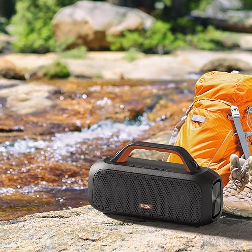 Miniatura 9 de DOSS Extreme Boom - Altavoz para exteriores con IPX6 impermeable, sonido potente de 60 W, graves profundos, tiempo de reproducción de 30 horas,