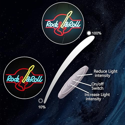 Miniatura 4 de Letrero de neón para guitarra, mediano, multicolor, acrílico, retro, tema musical, montaje en pared, rock & roll