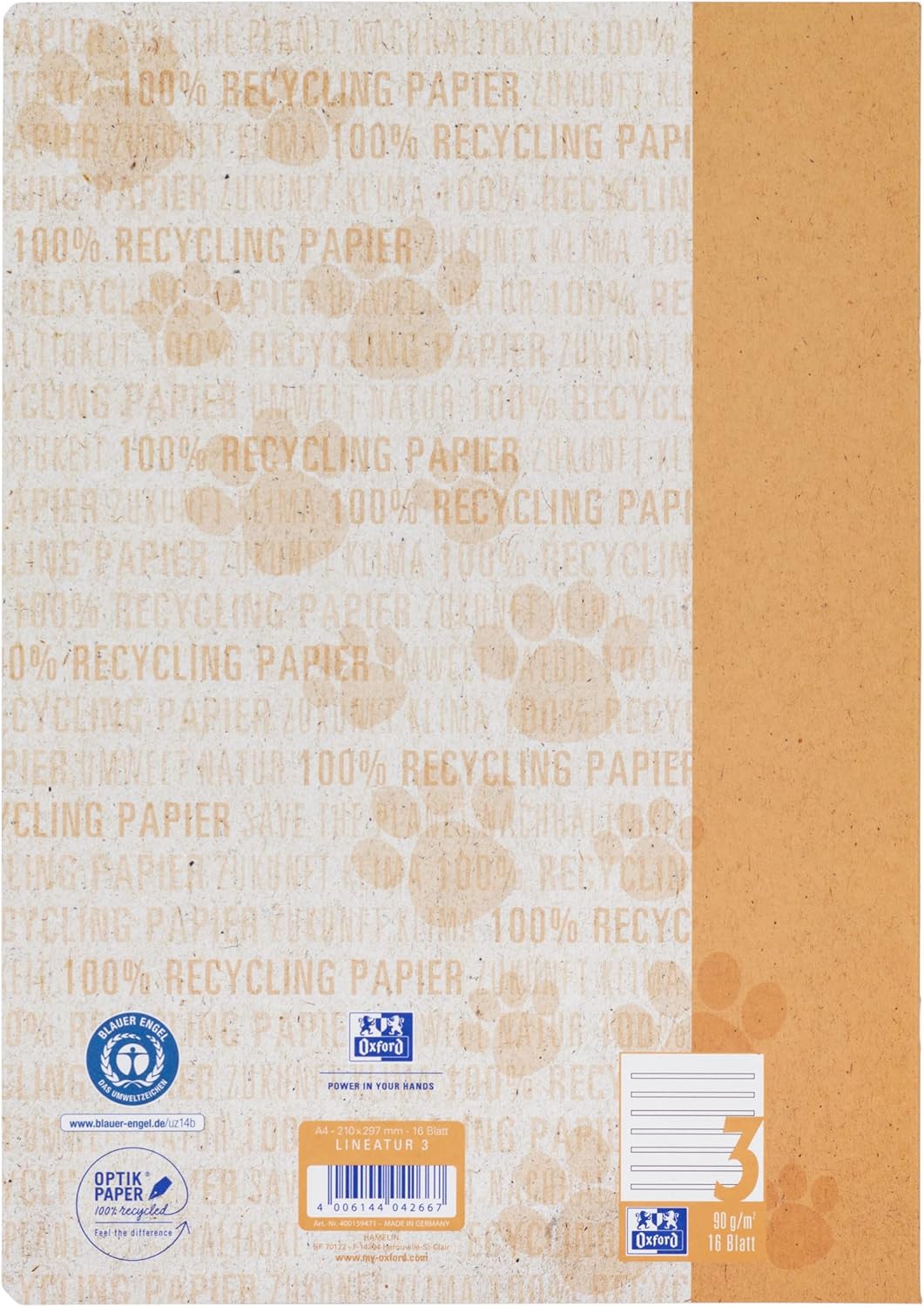 Oxford Exercise Book A4 Recycled 16 Sheets Line Style 3 Ruled Pack of 15