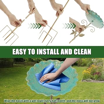 30In Metal Bird Bath for Garden, Vintage Freestanding Birdbaths & Supports with 5 Prongs Base, Detachable Decoration Bird Baths Feeder Bowl, Spa Birdfeeder for Outdoor Patio Yard Lawn Decor