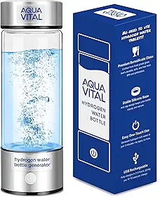 FREEZE2TRIM Garrafa de Água Hidrogenada Aqua Vital 2026 com Gerador, Capacidade de 470 Ml, Spe-Pem, Recarregável Via Usb-C, Em Vidro com Desligamento Automático, Portátil, para Esportes E Viagens