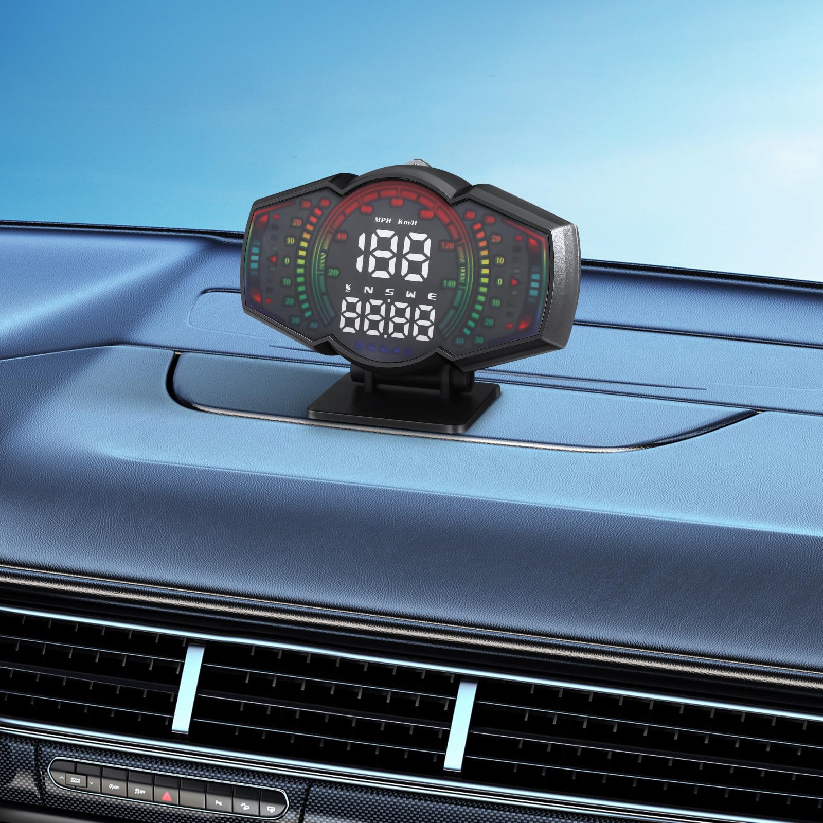 Display Head-up Gps per Auto con Tachimetro Digitale, Inclinometro Integrato, Materiale Abs Pc, per Guida Notturna e Viaggi Lunghi