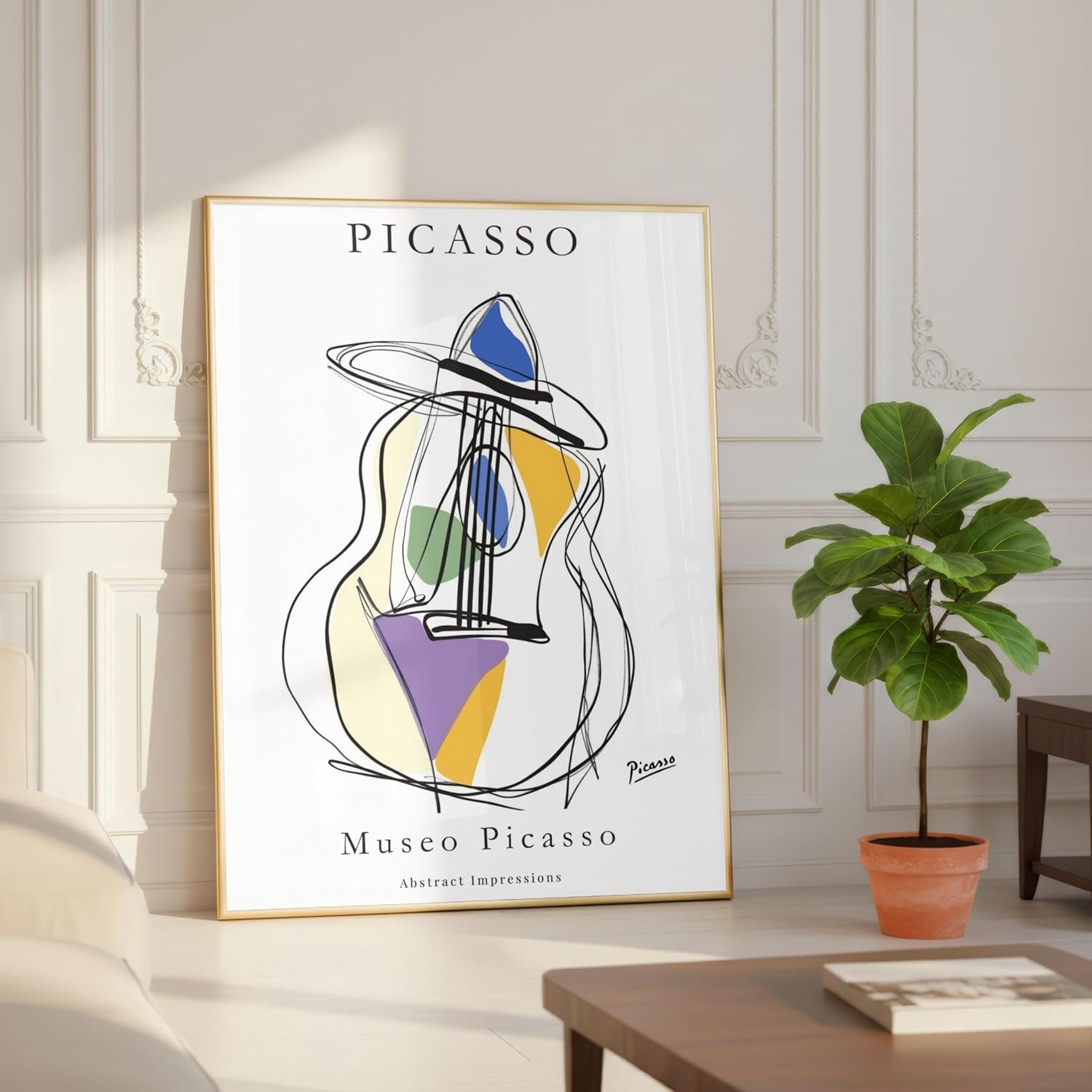 Kitchco Abstract Guitar Wall Art Print, Colorful Cubist Musical Instrument Poster, Modern Music Room Decor - 5x7 in (13x18 cm) image 4