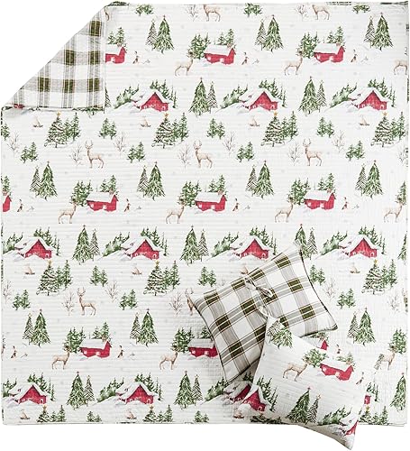 Miniatura 3 de Levtex Home - Juego de edredón Tatum Pines - Edredón de vacaciones KingCal King de 106 x 92 pulgadas y dos fundas de almohada King de 20 x 36