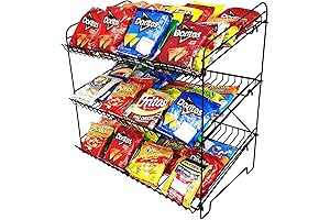 FixtureDisplays 3-Open-Shelf Wire Rack for Countertop Chips Display