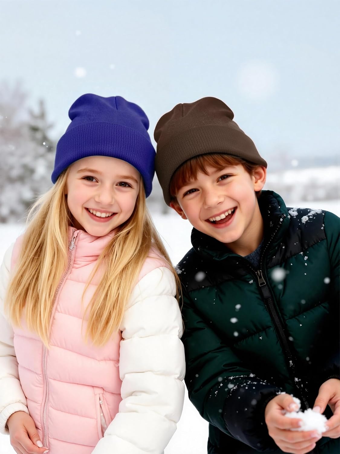 Cooraby 6 Pack Kids Winter Beanies Acrylic Knit Stretchy Beanies Caps for Boys and Girls - Image 6