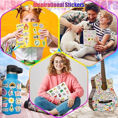 Miniatura 2 de Paquete de 50-150 adhesivos de vinilo impermeable y duradero; calcomanías inspiradoras y motivacionales para botellas de agua, computadoras,