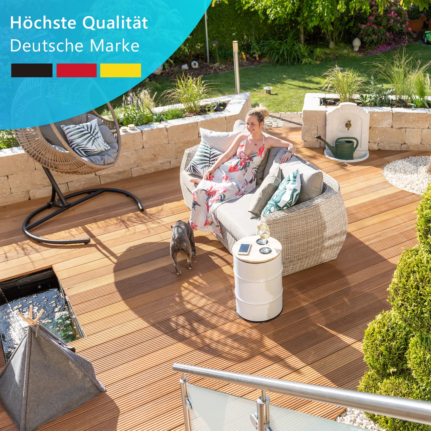 NYVI Loungekissen SmartLounge Set 3X Sitzkissen 60x60 cm und 3X Rückenkissen 60x40 cm Anthrazit - Wasserabweisende Auflagen für Indoor und Outdoor - Stuhlkissen für Rattanmöbel und Gartenmöbel