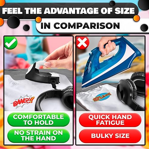 Miniatura 4 de Mini plancha para manualidades  Mini plancha de manualidades negra para parches, costura y acolchado con placa térmica de cerámica y cable largo de