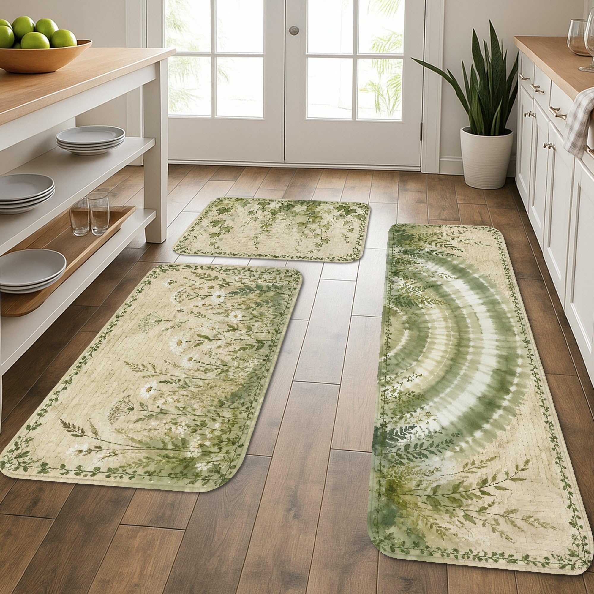 Tapis de cuisine confortable lot de 3 tapis de sol doux et lavables