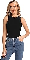 Vista 4 de BSXIJIE Body sin mangas para mujer, cuello halter, sexy, cuello redondo, básico, ajustado, para mujer