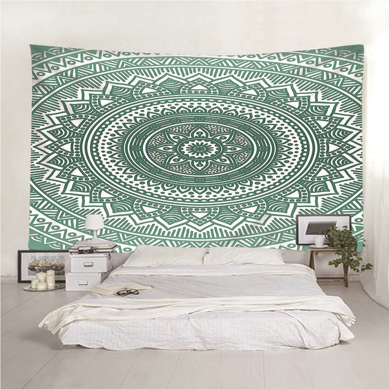 Isdreem Wandteppich Cute Wand Teppiche Kuche Retro-Blumenfiligranmuster Wandbehang Dekorationen Wandtuch Vorhang Grün Wandbehang Decke Stoffkunst Dekorationen 350x250cm
