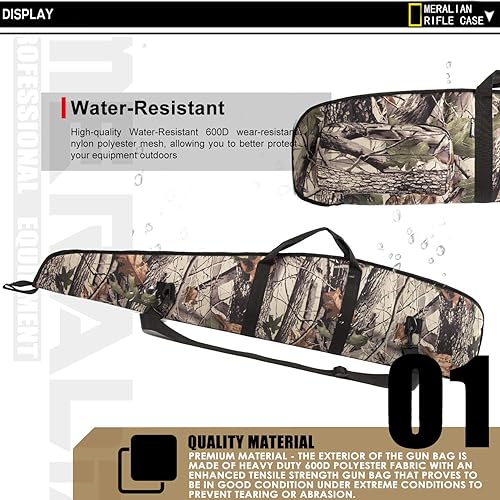 Miniatura 2 de MERALIAN Funda para rifle de 444852 pulgadas, resistente al agua con bolsillo con cremallera para rifles de alcance.