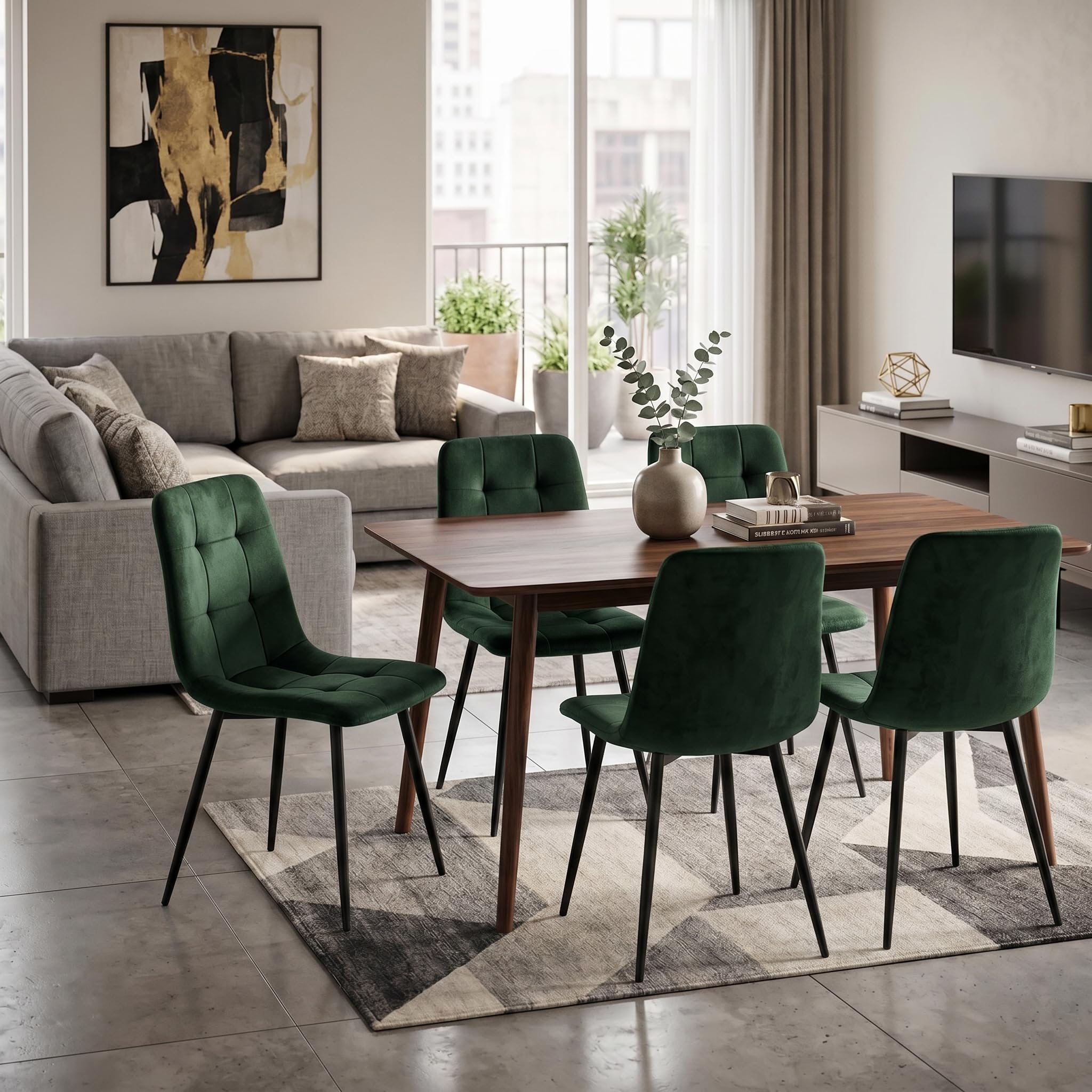 4er Set Esszimmerstühle Samtstoff Ergonomisches Gepolsterte