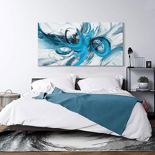 Miniatura 5 de Mofutinpo Arte abstracto para pared, grande, moderno, arte de pared para sala de estar y oficina, decoración de pared azul, arte de pared para