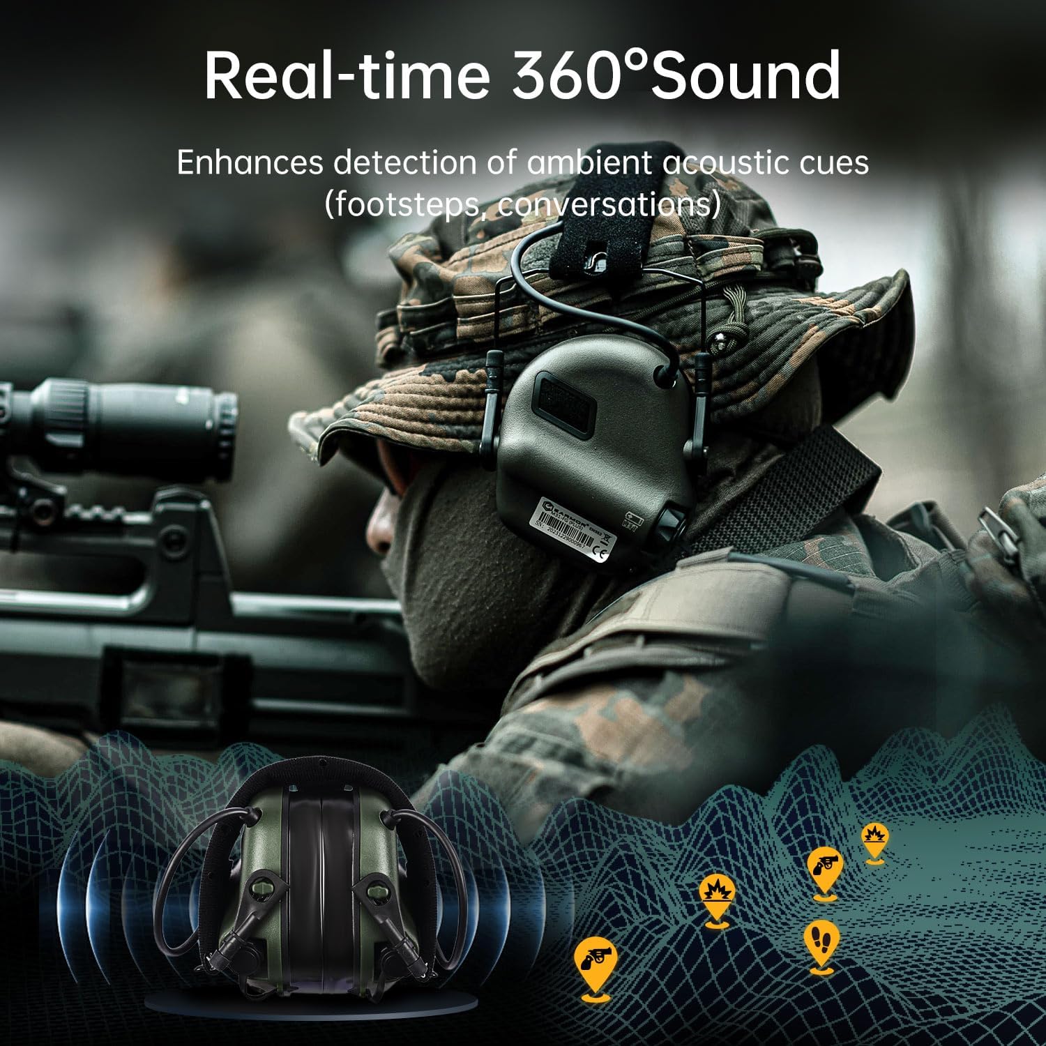 EARMOR M31 PLUS Electronic Ear Protection for Shooting, Tactical Headset Earmuffs with Noise Cancelling & Sound Amplification - Image 3